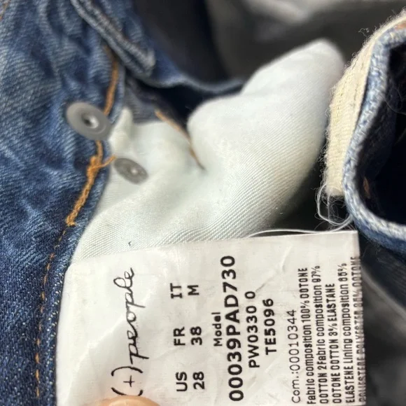 NWOT +People Denim Patchwork Zipper Boyfriend Jean Blue Green 28 - Picture 5 of 5